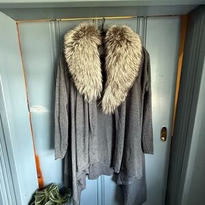 Alice + Olivia Cashmere and Wool blend Cardigan with fox fur collar